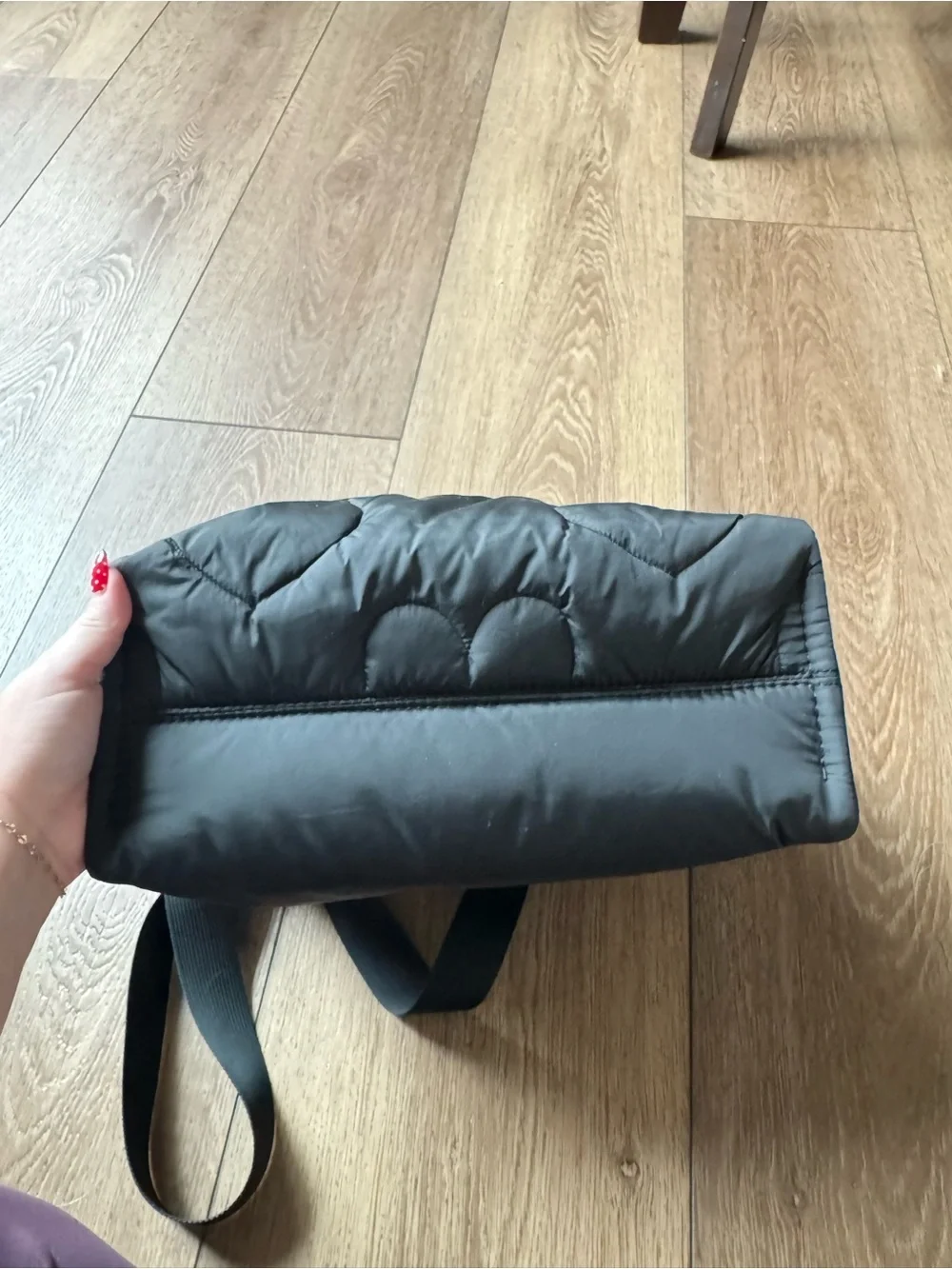 NWOT Quilted Heart-Pattern Crossbody Black Tote